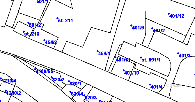Parcela st. 454/1 v KÚ Libouchec, Katastrální mapa