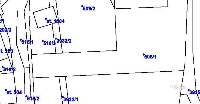 Parcela st. 509 v KÚ Libouchec, Katastrální mapa