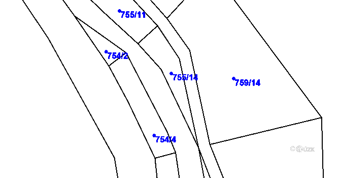 Parcela st. 755/14 v KÚ Libouchec, Katastrální mapa