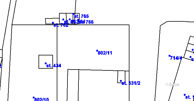 Parcela st. 802/11 v KÚ Libouchec, Katastrální mapa