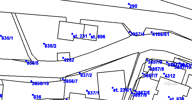 Parcela st. 835/3 v KÚ Libouchec, Katastrální mapa