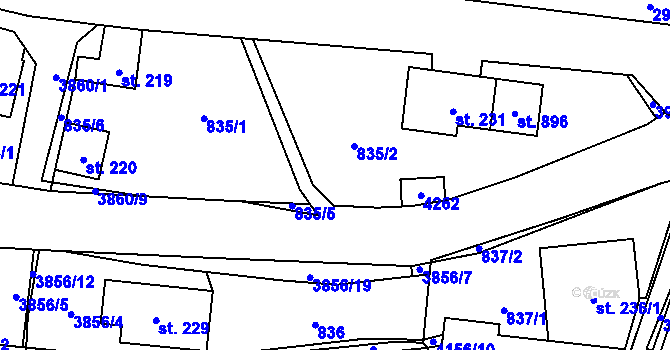 Parcela st. 835/4 v KÚ Libouchec, Katastrální mapa