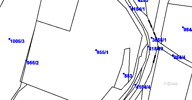 Parcela st. 955/1 v KÚ Libouchec, Katastrální mapa