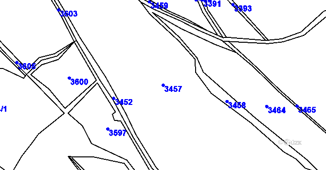 Parcela st. 3457 v KÚ Libouchec, Katastrální mapa