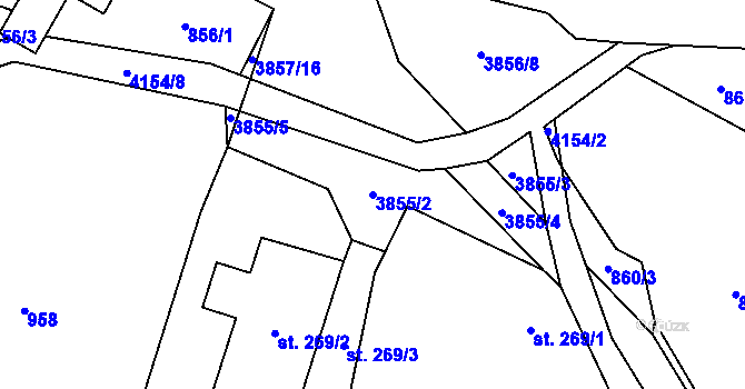 Parcela st. 3855/2 v KÚ Libouchec, Katastrální mapa
