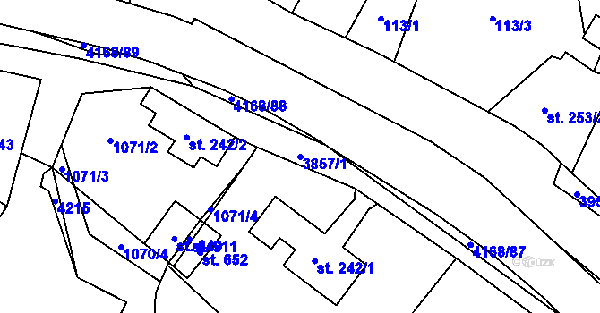 Parcela st. 3857/1 v KÚ Libouchec, Katastrální mapa