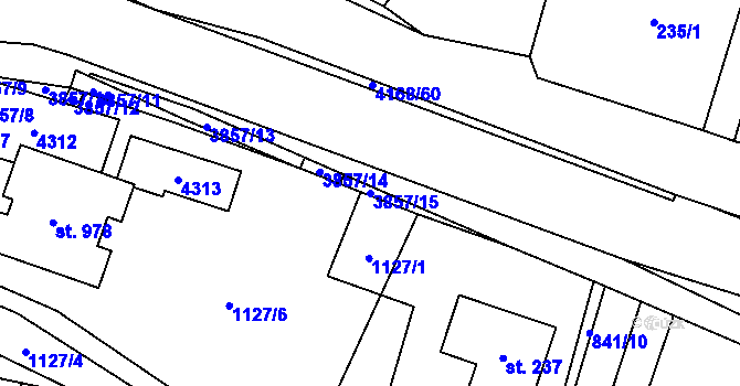 Parcela st. 3857/15 v KÚ Libouchec, Katastrální mapa
