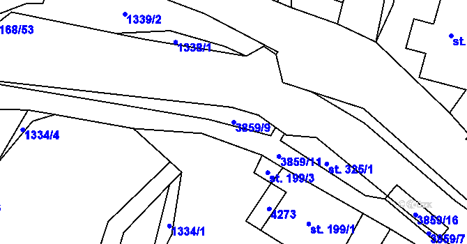 Parcela st. 3859/9 v KÚ Libouchec, Katastrální mapa