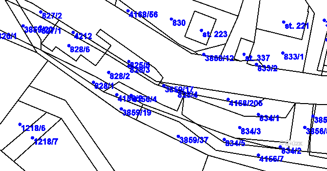 Parcela st. 3859/17 v KÚ Libouchec, Katastrální mapa