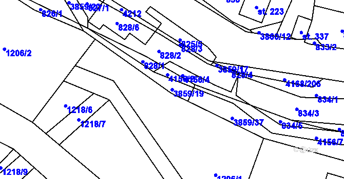 Parcela st. 3859/19 v KÚ Libouchec, Katastrální mapa