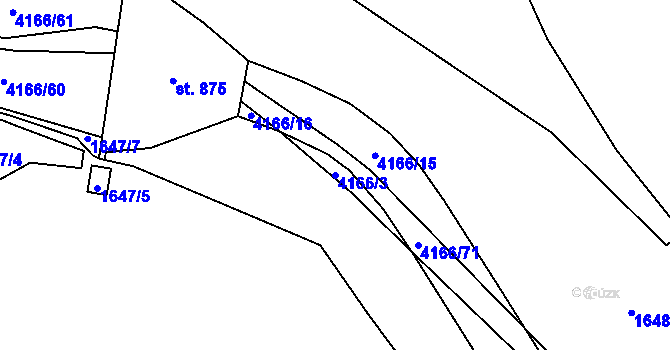 Parcela st. 4166/3 v KÚ Libouchec, Katastrální mapa