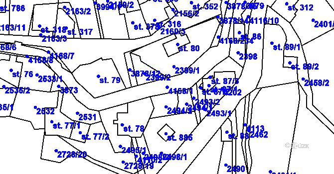 Parcela st. 4168/1 v KÚ Libouchec, Katastrální mapa