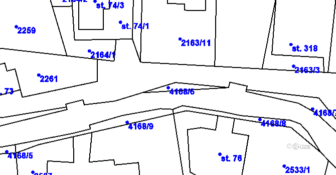 Parcela st. 4168/6 v KÚ Libouchec, Katastrální mapa