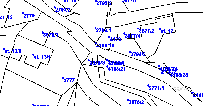 Parcela st. 4168/19 v KÚ Libouchec, Katastrální mapa