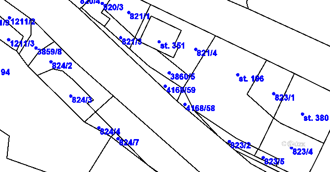 Parcela st. 4168/59 v KÚ Libouchec, Katastrální mapa