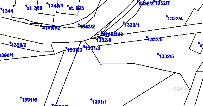 Parcela st. 4168/143 v KÚ Libouchec, Katastrální mapa