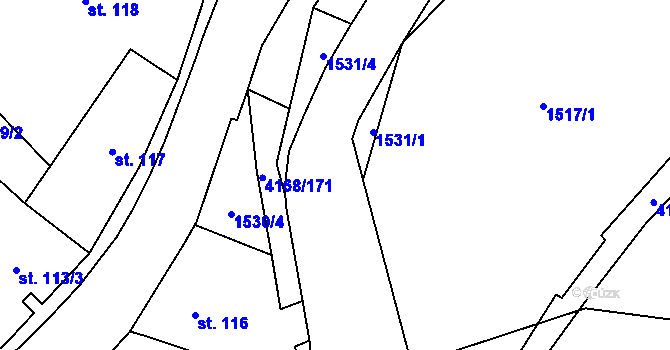 Parcela st. 4168/164 v KÚ Libouchec, Katastrální mapa