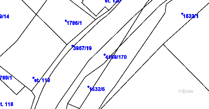 Parcela st. 4168/170 v KÚ Libouchec, Katastrální mapa
