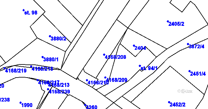 Parcela st. 4168/208 v KÚ Libouchec, Katastrální mapa