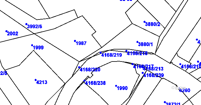 Parcela st. 4168/219 v KÚ Libouchec, Katastrální mapa