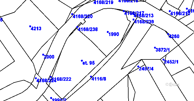 Parcela st. 4168/221 v KÚ Libouchec, Katastrální mapa