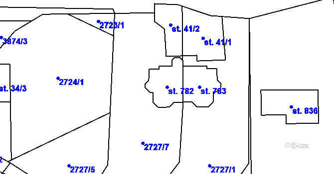 Parcela st. 782 v KÚ Libouchec, Katastrální mapa