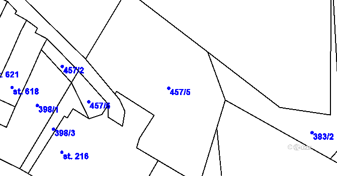Parcela st. 457/5 v KÚ Libouchec, Katastrální mapa