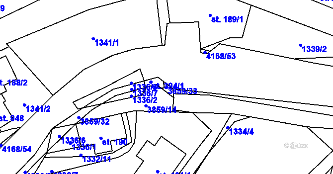 Parcela st. 3859/33 v KÚ Libouchec, Katastrální mapa
