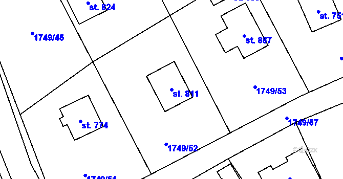 Parcela st. 811 v KÚ Libouchec, Katastrální mapa