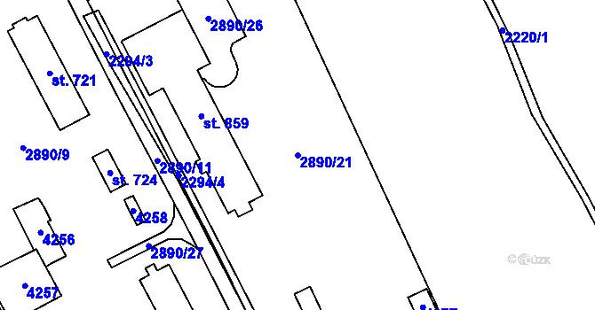 Parcela st. 2890/21 v KÚ Libouchec, Katastrální mapa