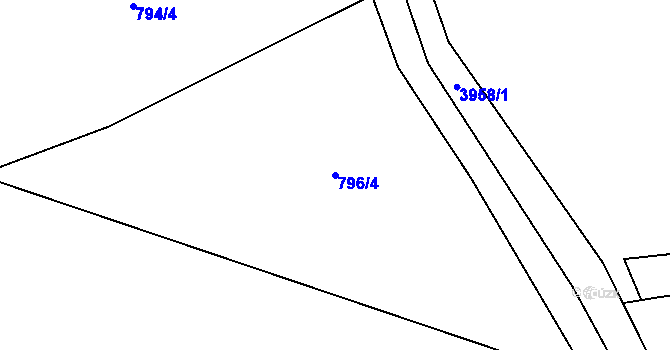 Parcela st. 796/4 v KÚ Libouchec, Katastrální mapa