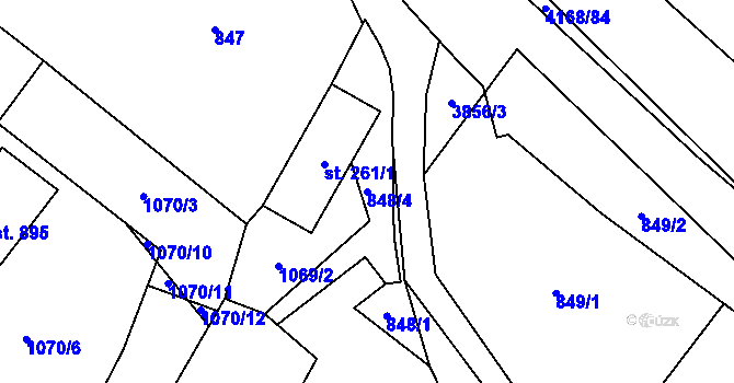 Parcela st. 848/4 v KÚ Libouchec, Katastrální mapa