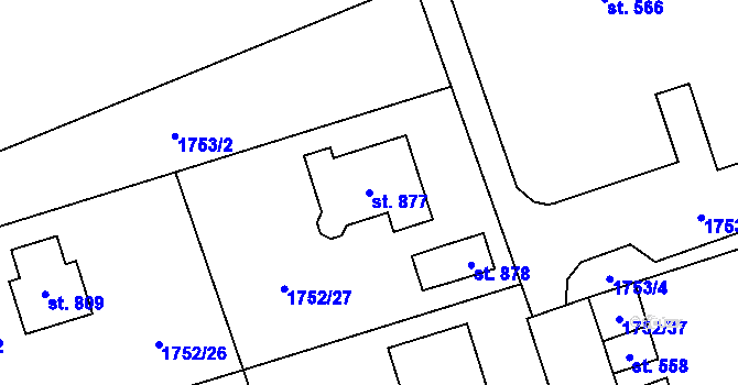 Parcela st. 877 v KÚ Libouchec, Katastrální mapa