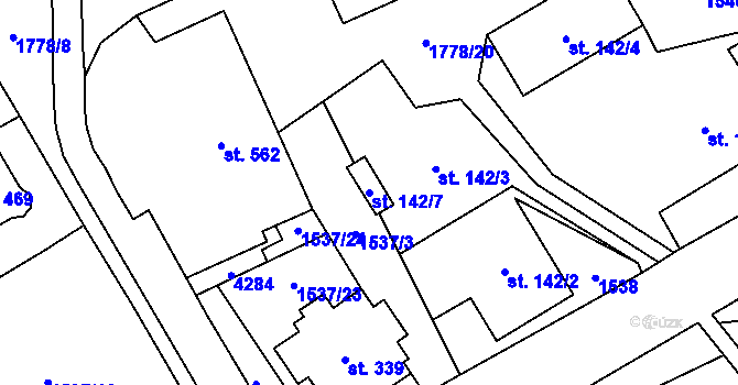 Parcela st. 142/7 v KÚ Libouchec, Katastrální mapa