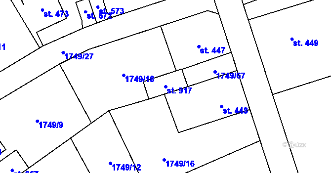 Parcela st. 917 v KÚ Libouchec, Katastrální mapa