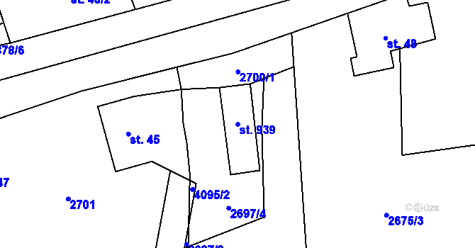 Parcela st. 939 v KÚ Libouchec, Katastrální mapa