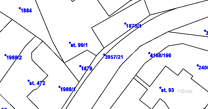 Parcela st. 3957/21 v KÚ Libouchec, Katastrální mapa