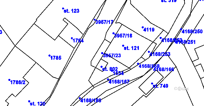 Parcela st. 3957/23 v KÚ Libouchec, Katastrální mapa