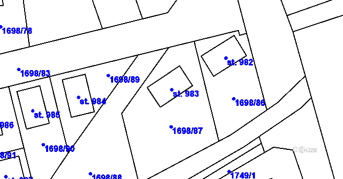 Parcela st. 983 v KÚ Libouchec, Katastrální mapa
