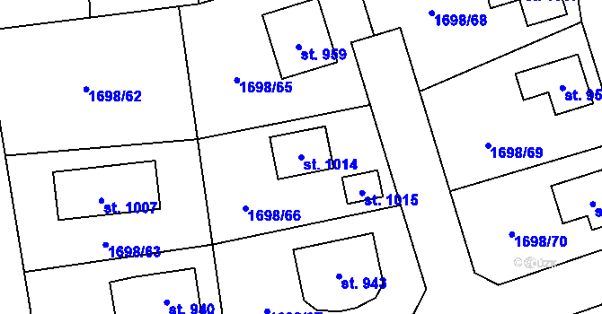 Parcela st. 1014 v KÚ Libouchec, Katastrální mapa