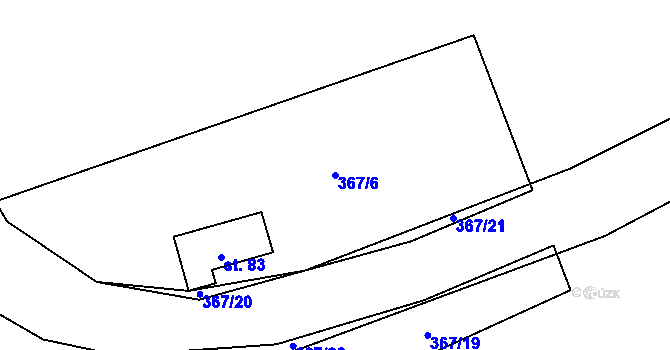 Parcela st. 367/6 v KÚ Bořkovice, Katastrální mapa