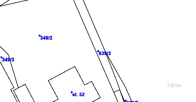 Parcela st. 639/3 v KÚ Bořkovice, Katastrální mapa