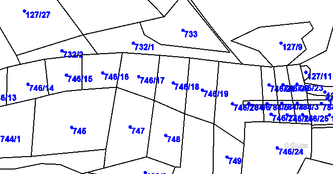 Parcela st. 746 v KÚ Bořkovice, Katastrální mapa