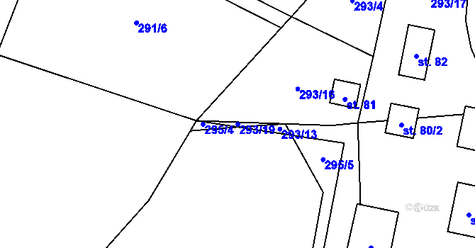 Parcela st. 293/19 v KÚ Bořkovice, Katastrální mapa