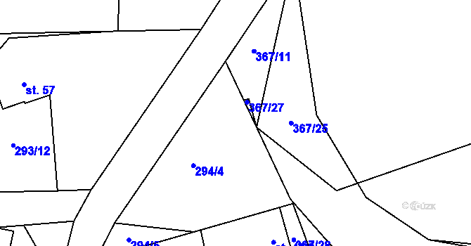 Parcela st. 294/7 v KÚ Bořkovice, Katastrální mapa