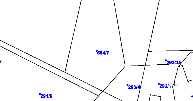 Parcela st. 664/7 v KÚ Bořkovice, Katastrální mapa
