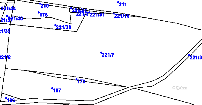 Parcela st. 221/7 v KÚ Laby, Katastrální mapa