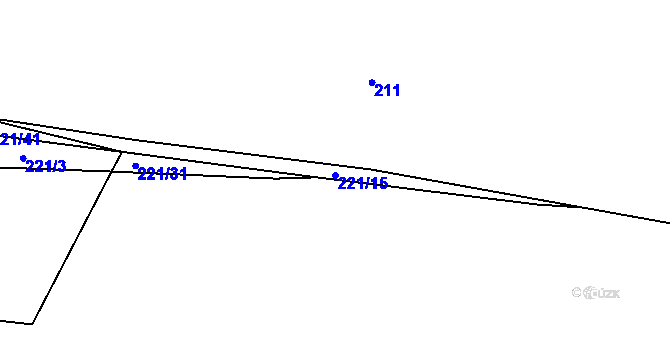Parcela st. 221/15 v KÚ Laby, Katastrální mapa