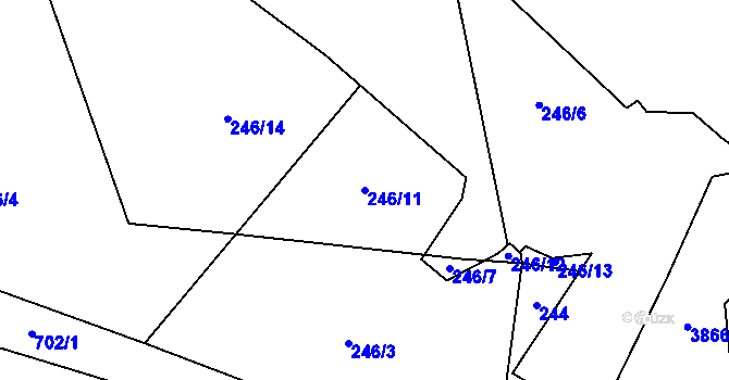 Parcela st. 246/11 v KÚ Laby, Katastrální mapa
