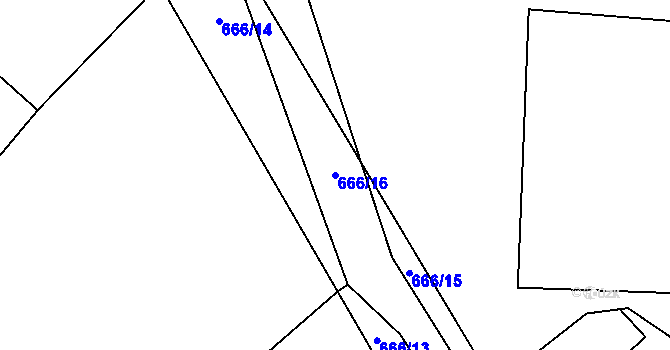 Parcela st. 666/16 v KÚ Laby, Katastrální mapa